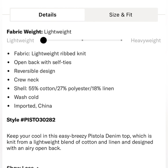 BNWT-PISTOLA DENIM Top - Picture 8 of 12